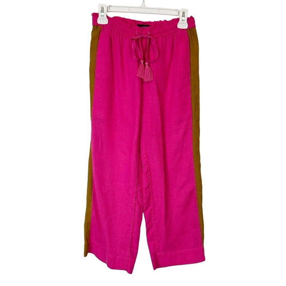J Crew Hot Pink Linen‎ Pants Women’s Size XXS Drawstring High Rise Ankle